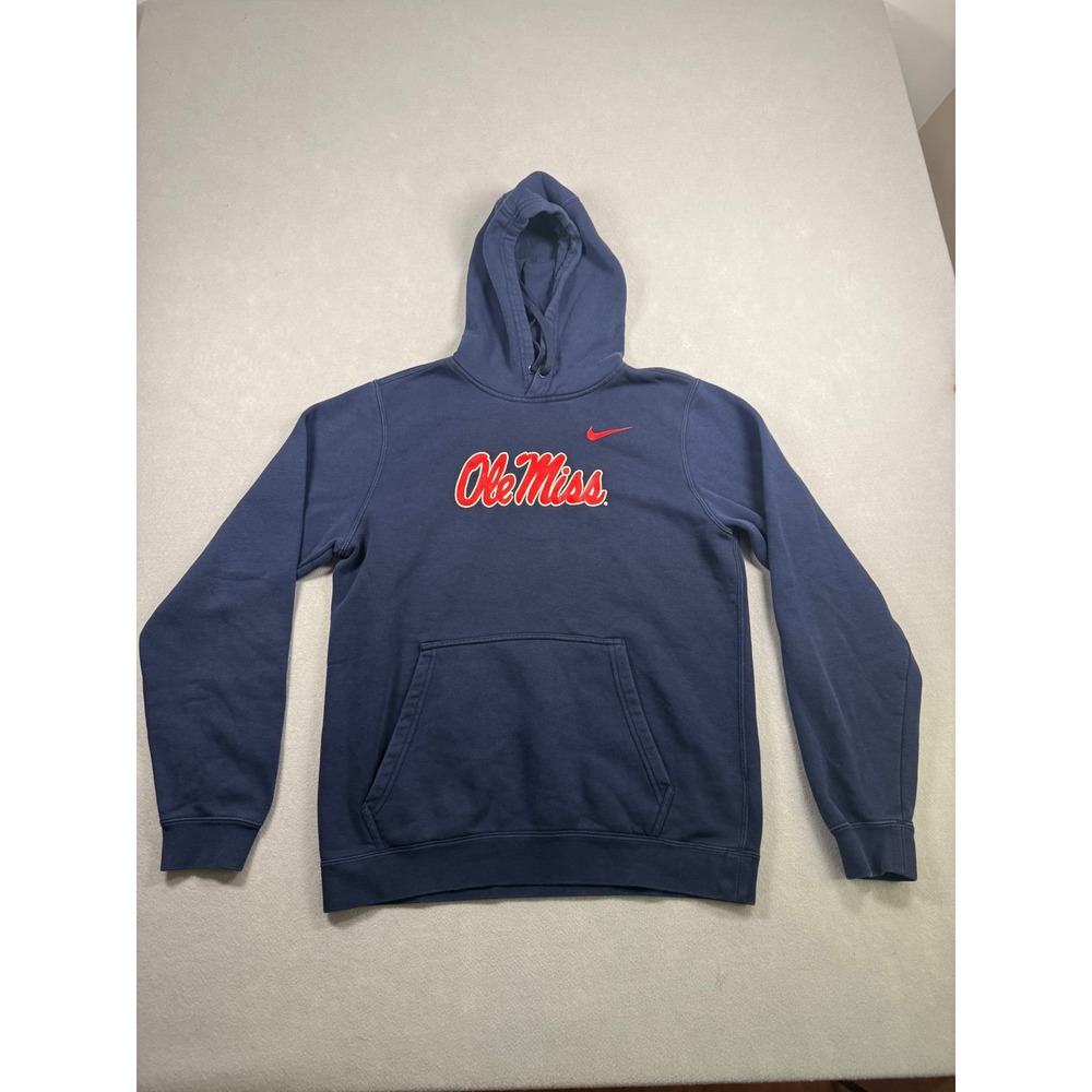 Nike Ole Miss Rebels Hoodie Mens Small Navy Blue Embroidered Sweatshirt NCAA
